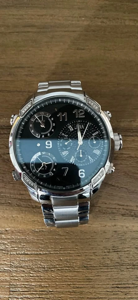 Men’s JBW J6248B G4 Three Time Zone Diamond Watch - Silver - photo 3