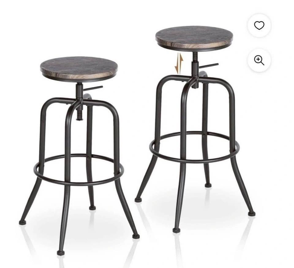 Set of 2 Vintage Brown Swivel Barstools Adjustable Height - photo 3