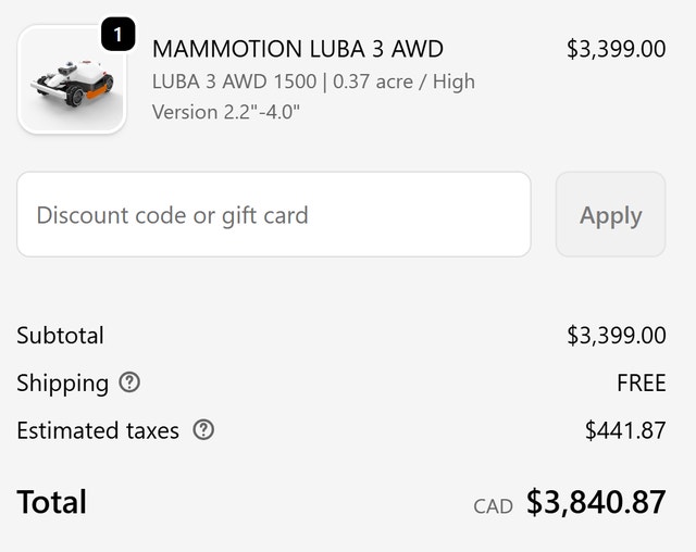 MAMMOTION LUBA 3 AWD 1500H Robot Lawn Mower –Brand New Sealed - photo 3