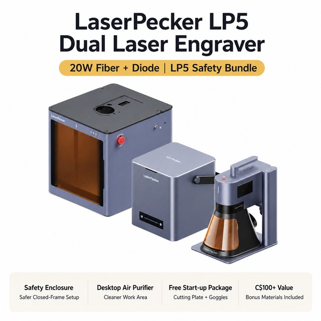 LaserPecker LP5 Dual 20W Laser Engraver – Safety Bundle - NEW