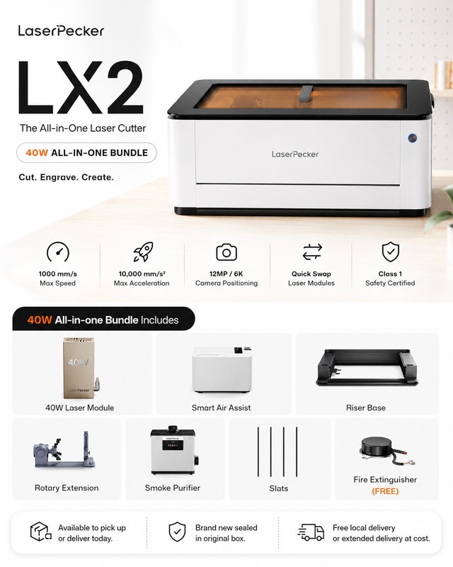 LaserPecker LX2 40W Laser Cutter/Engraver All-in-One Bundle