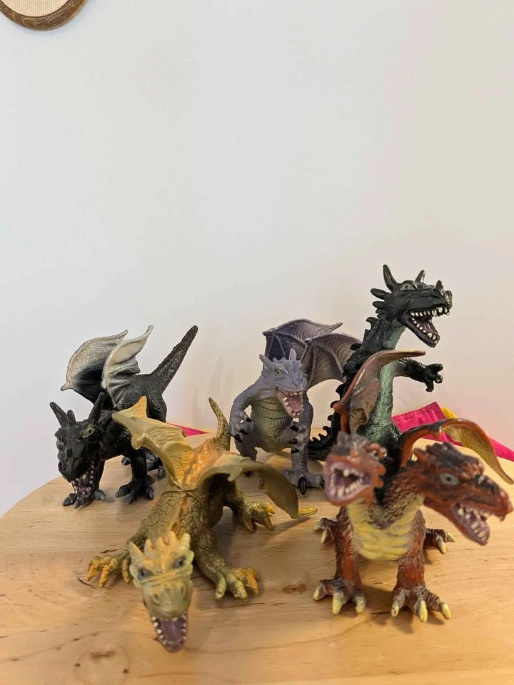 Vintage Toy Major Plastic Dragon Figures Lot - Set of 5