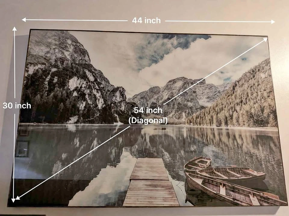 Large Framed Mountain Lake Wall Art – 44" x 30"