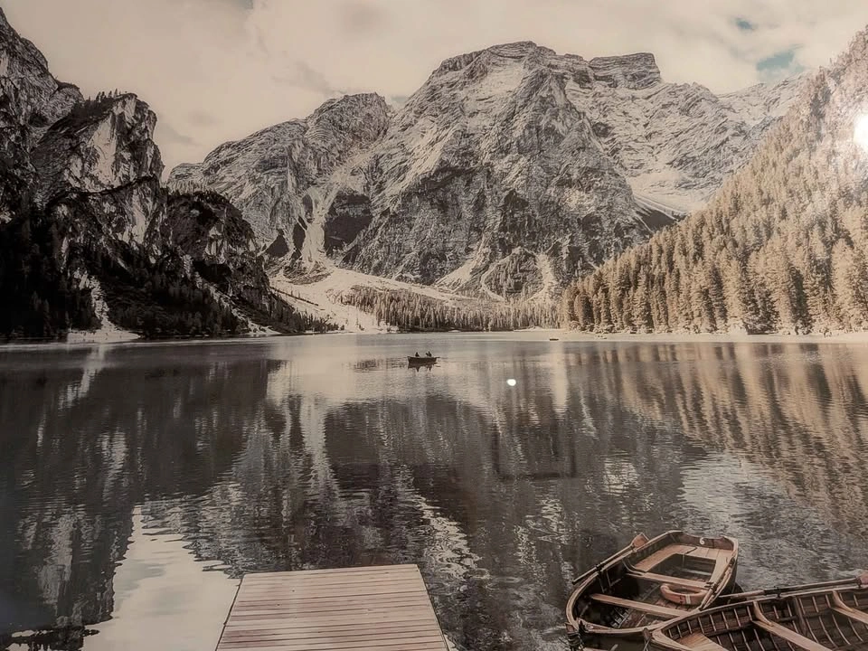 Large Framed Mountain Lake Wall Art – 44" x 30" - photo 2