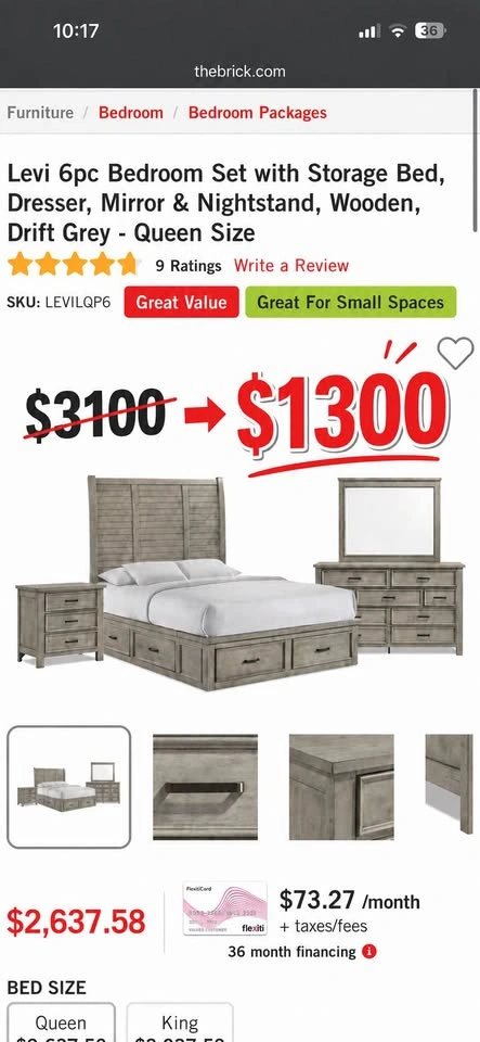 The Brick Levi 6pc Queen Bedroom Set + Nightstand - photo 2