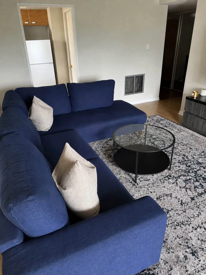 Structube Campbell Navy Blue L-Shaped Sectional Sofa - photo 3