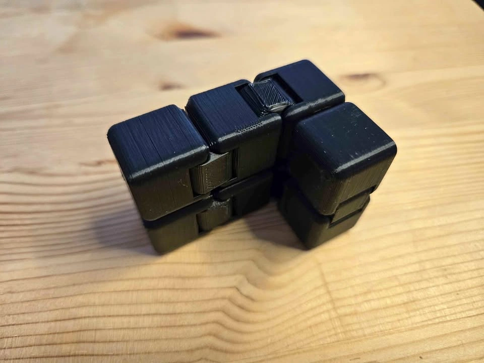 3D Printed Infinity Fidget Cube – Black – Stress Relief Toy