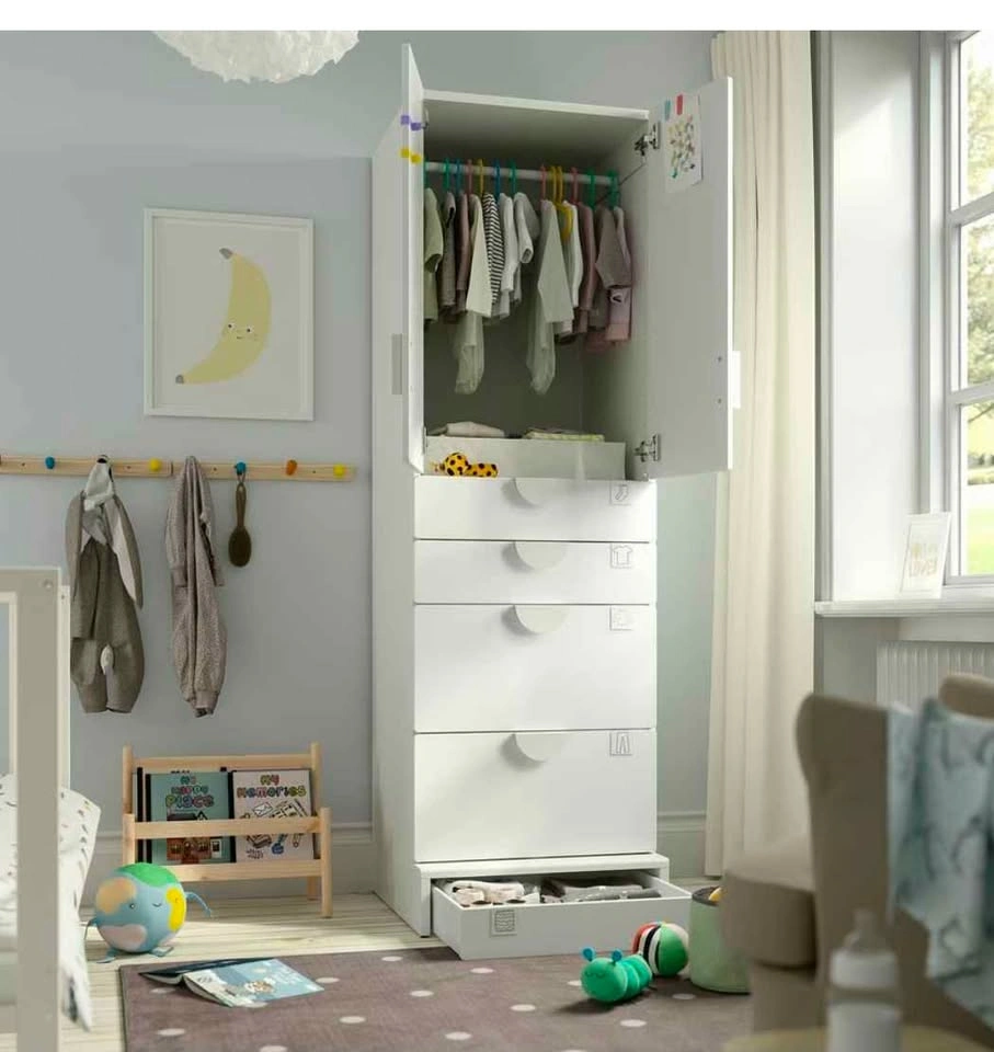 White Wardrobe with 4 Drawers, 23 5/8x25 5/8x77 1/8" - photo 3