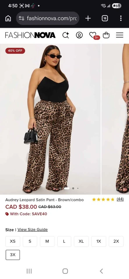 FashionNova wide leg leopard satin pant 3X - photo 2