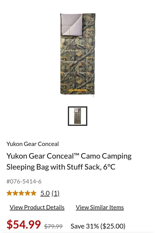 Yukon Gear Camo 6°C Sleeping bag -Brand New - photo 3