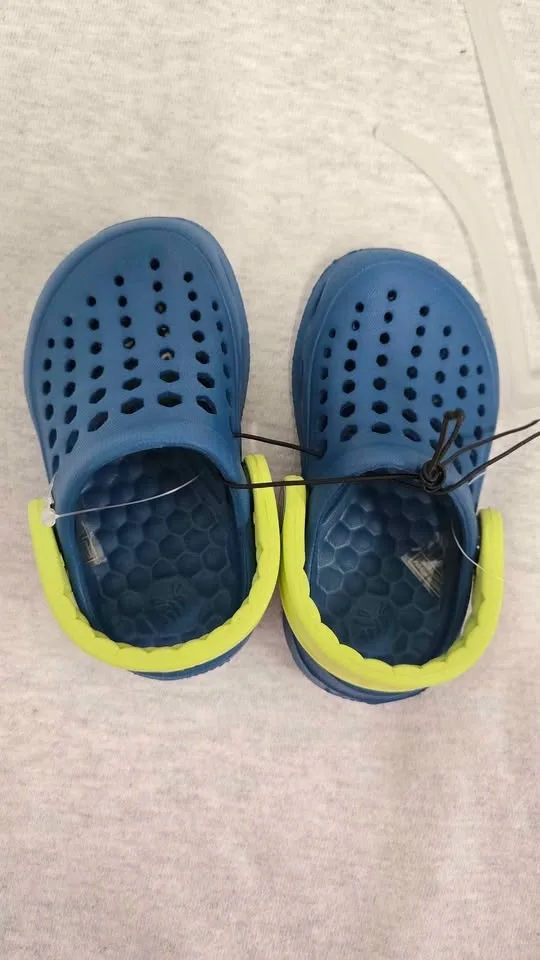 Joybees toddler blue neon yellow clogs water shoes size 4/5 - photo 2
