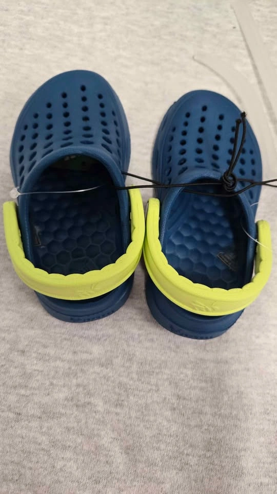 Joybees toddler blue neon yellow clogs water shoes size 4/5 - photo 3