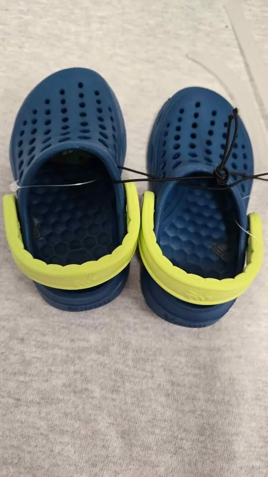 Joybees toddler blue neon yellow clogs water shoes size 4/5 - photo 3
