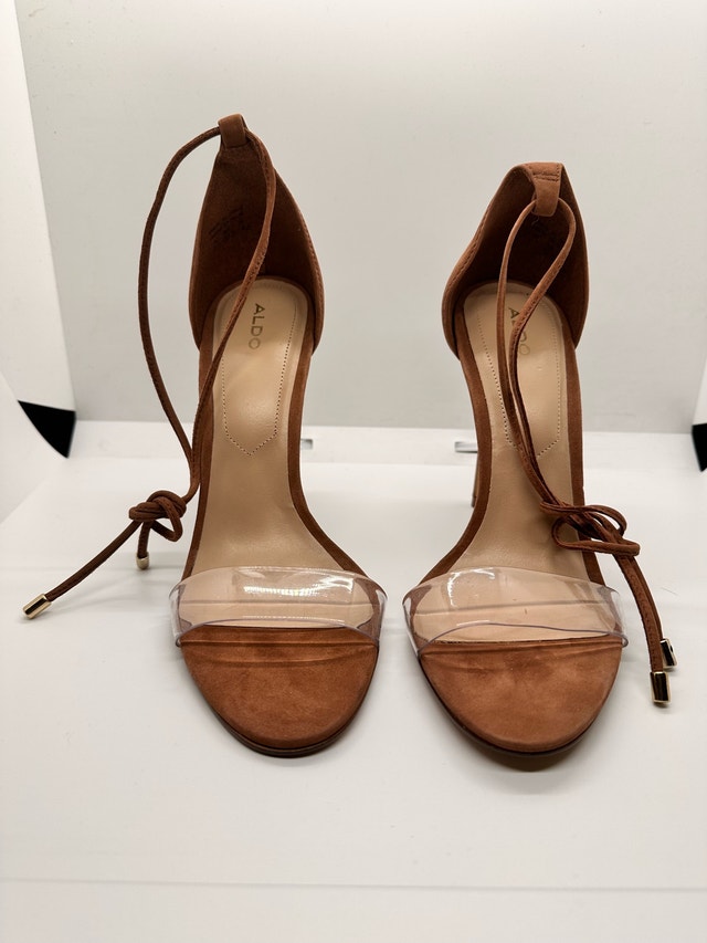 ALDO Cognac Brown Suede Ankle tie Heels | Size 7 - photo 2