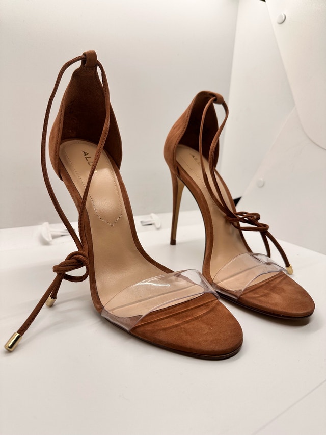 ALDO Cognac Brown Suede Ankle tie Heels | Size 7 - photo 3