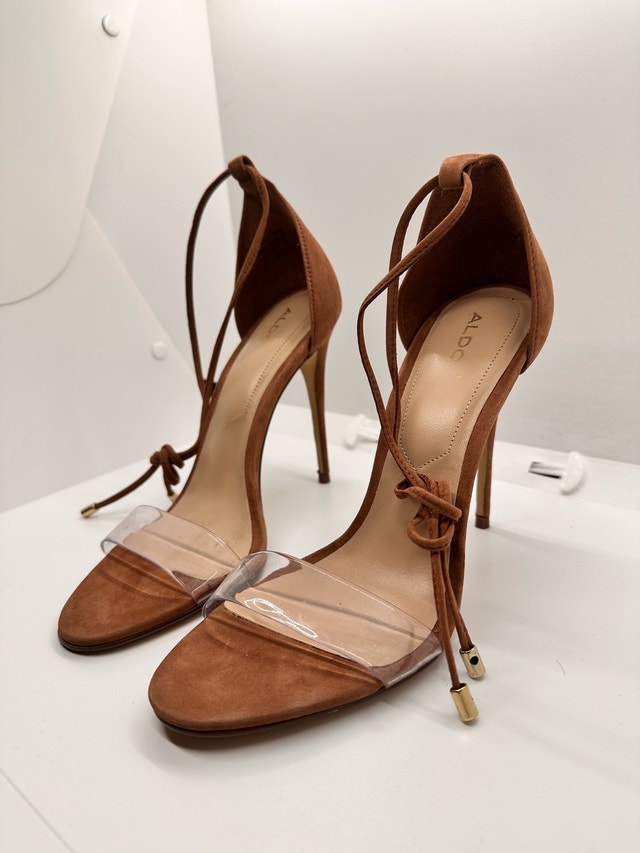 ALDO Cognac Brown Suede Ankle tie Heels | Size 7 - photo 4