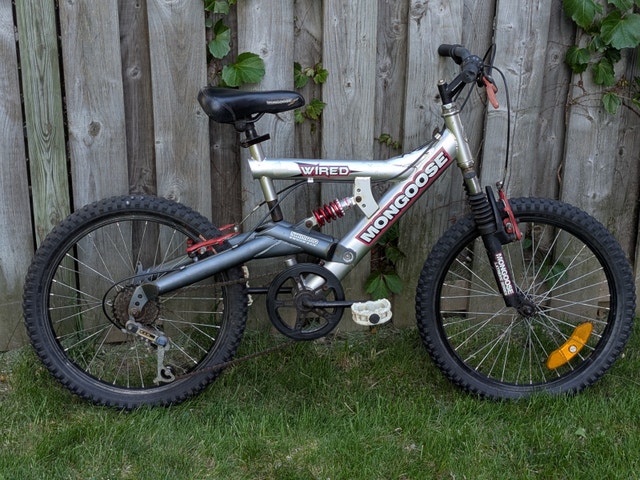 20" wheels, Mongoose full-suspension, youth bike