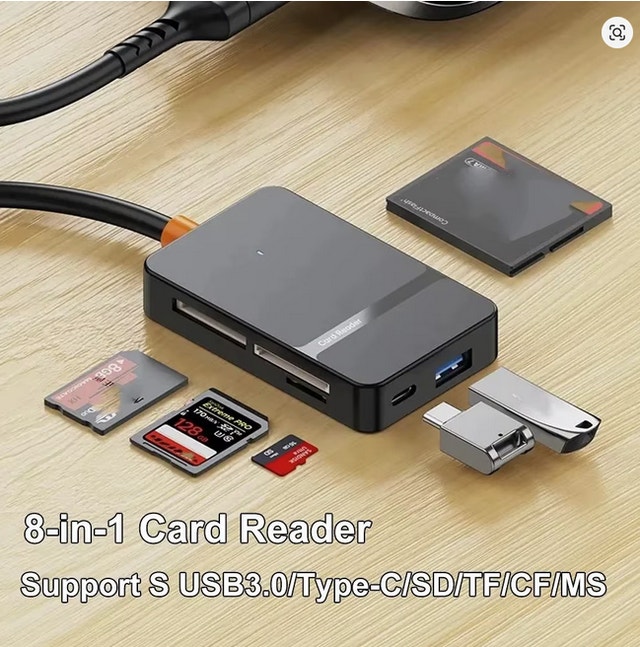 USB 3.0 Multi 8-in-1 Card Reader SD Micro SD TF CF MS - photo 2