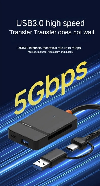 USB 3.0 Multi 8-in-1 Card Reader SD Micro SD TF CF MS - photo 4