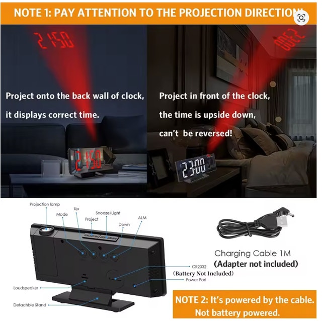 Digital Alarm Clock with Projection - photo 2