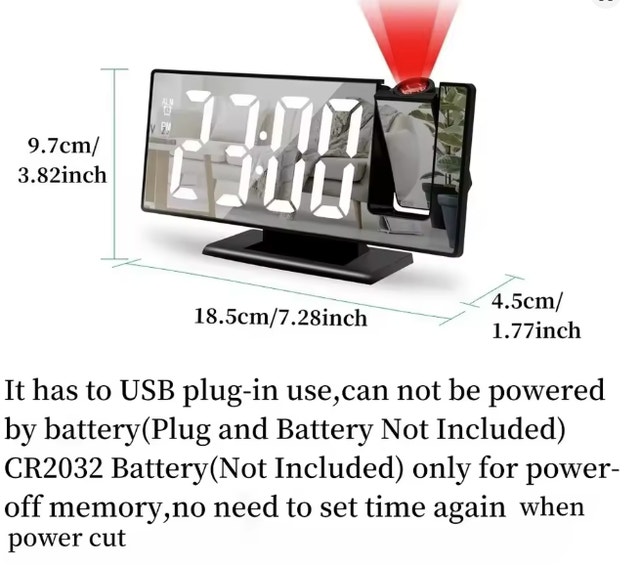 Digital Alarm Clock with Projection - photo 3