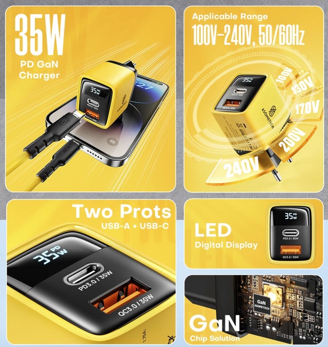 35W GaN Charger LED Display QC3.0 PD PPS USB-C - photo 4