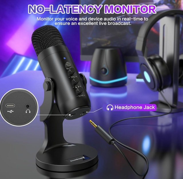 Podcast Microphone for PC, Mic Noise Cancellation USB Mic - photo 4