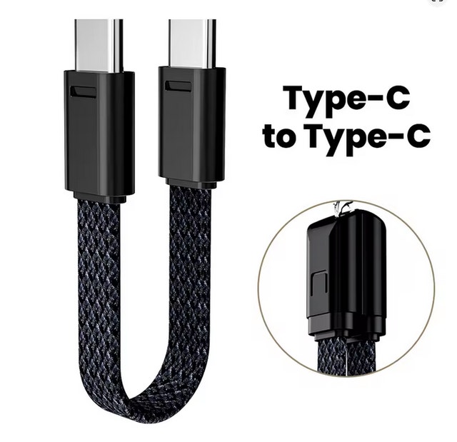 USB Type C to Type C 60W Cable Data Short Cable Keychain - photo 3