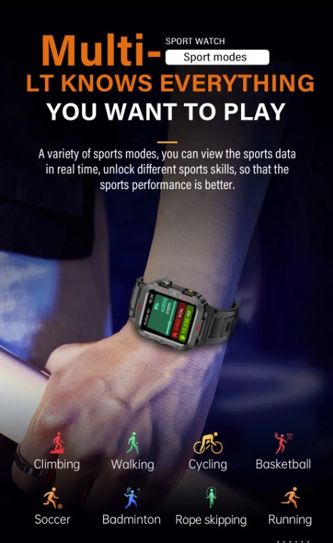 Men's Smart Watch LED Flashlight Outdoor Sports Smart Watch - photo 3