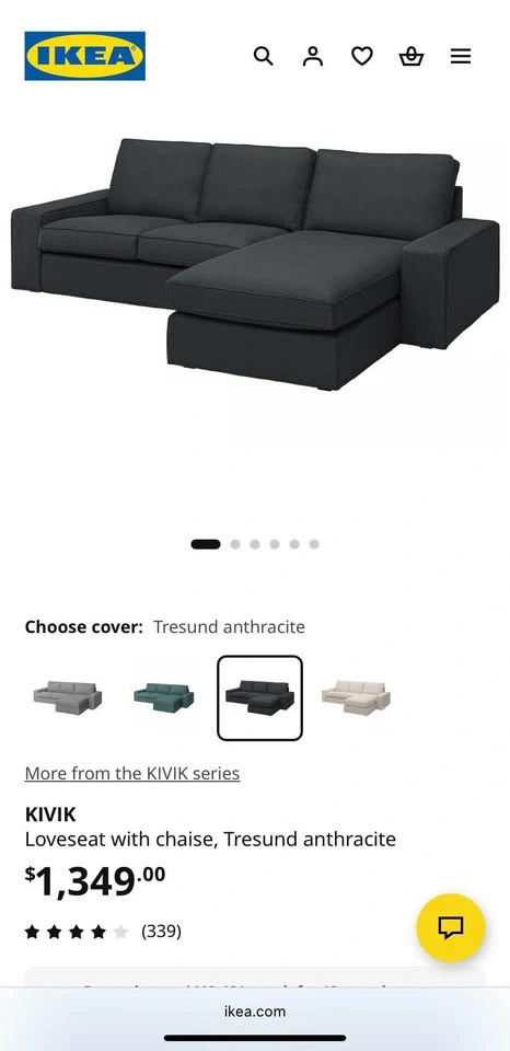 IKEA loveseat with chaise, Tresund anthracite - photo 2