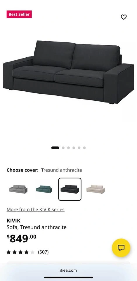 IKEA loveseat with chaise, Tresund anthracite - photo 3