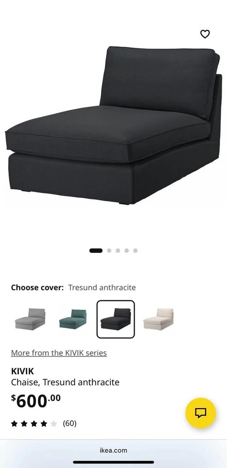 IKEA loveseat with chaise, Tresund anthracite - photo 4