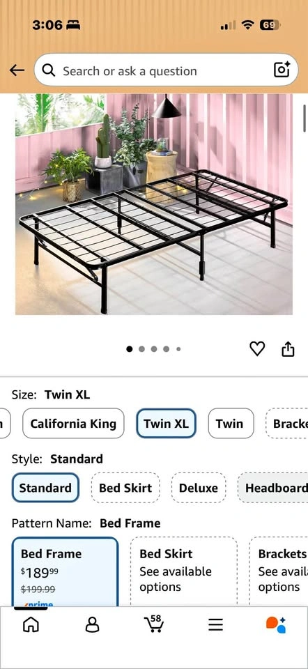 Twin XL Black Metal Platform Bed Frame