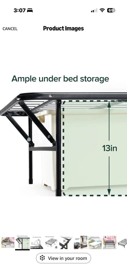 Twin XL Black Metal Platform Bed Frame - photo 3