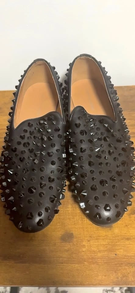 Black Studded Slip-On Shoes