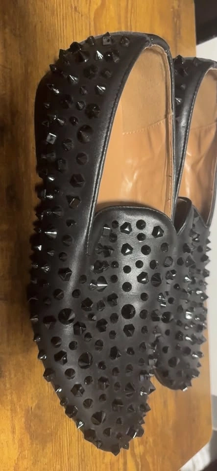 Black Studded Slip-On Shoes - photo 2