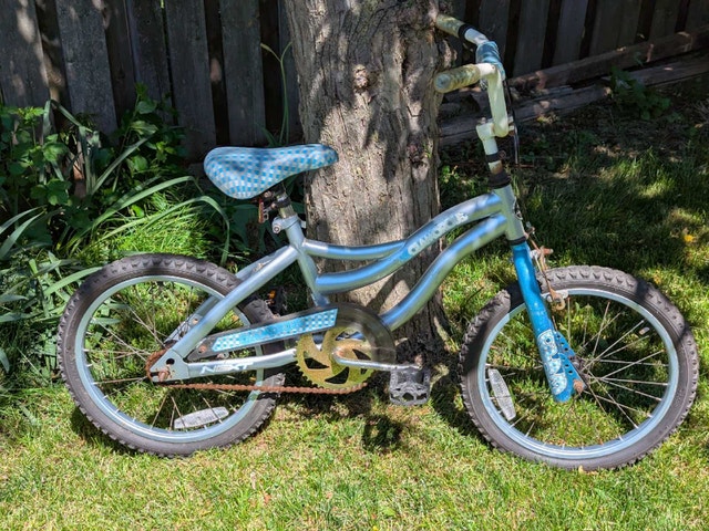 light blue kids single speed bike for ages 6-14