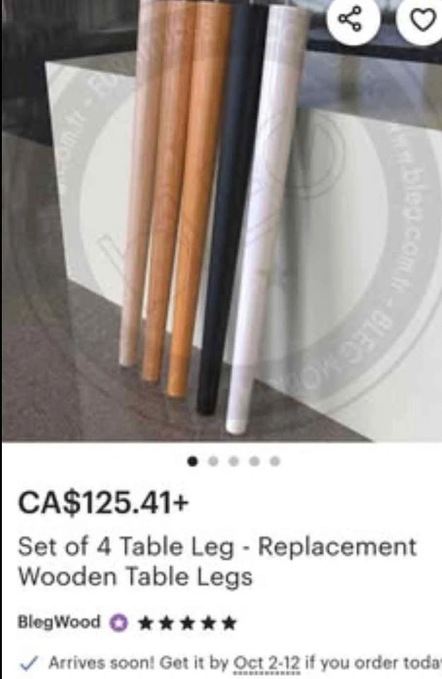 Brand new Mid-century Style Wooden Tapered Table Legs - Natural - photo 3
