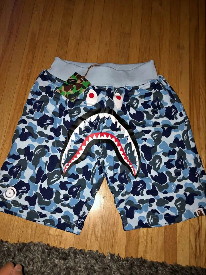 Bape blue camp shorts