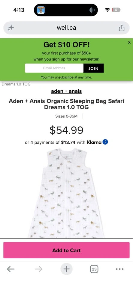 Aden + Anais Essentials Baby 6-12M Muslin Sleep Sack 0.5 TOG - photo 5