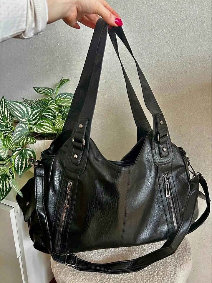 Black everyday tote shoulder bag