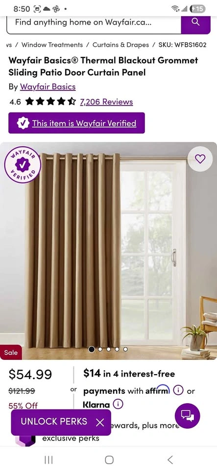 Taupe blackout curtains, 2 panels