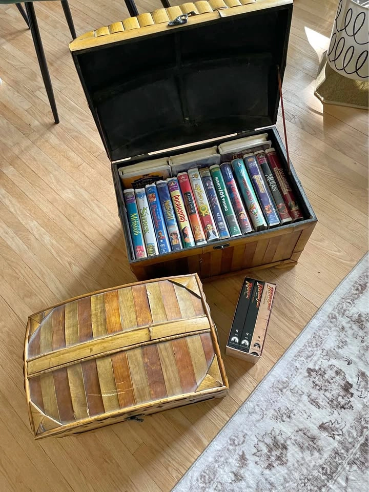 Disney VHS Collection with Bamboo Storage Chest