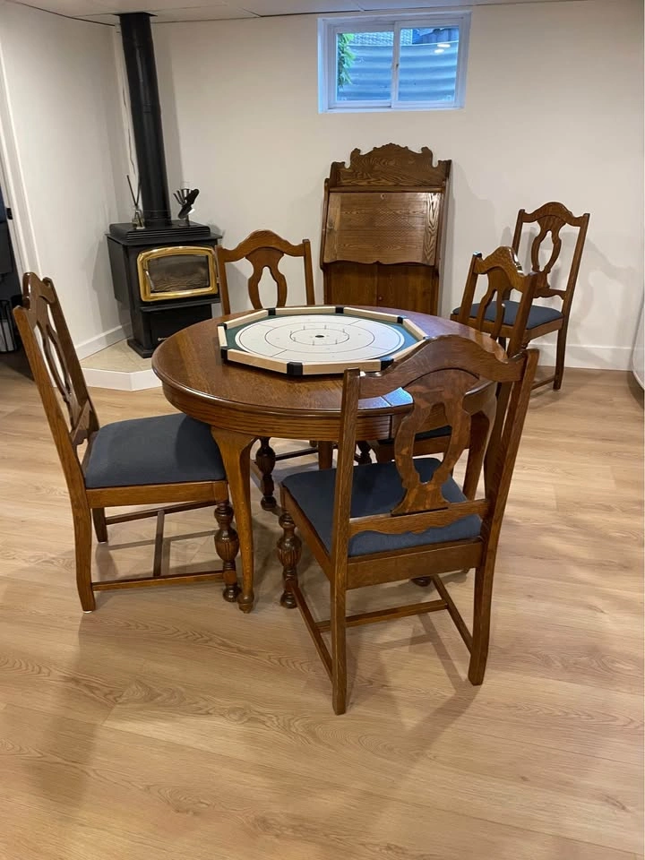 Solid Oak Dining Set with 6 Chairs and Secretary Desk - photo 3