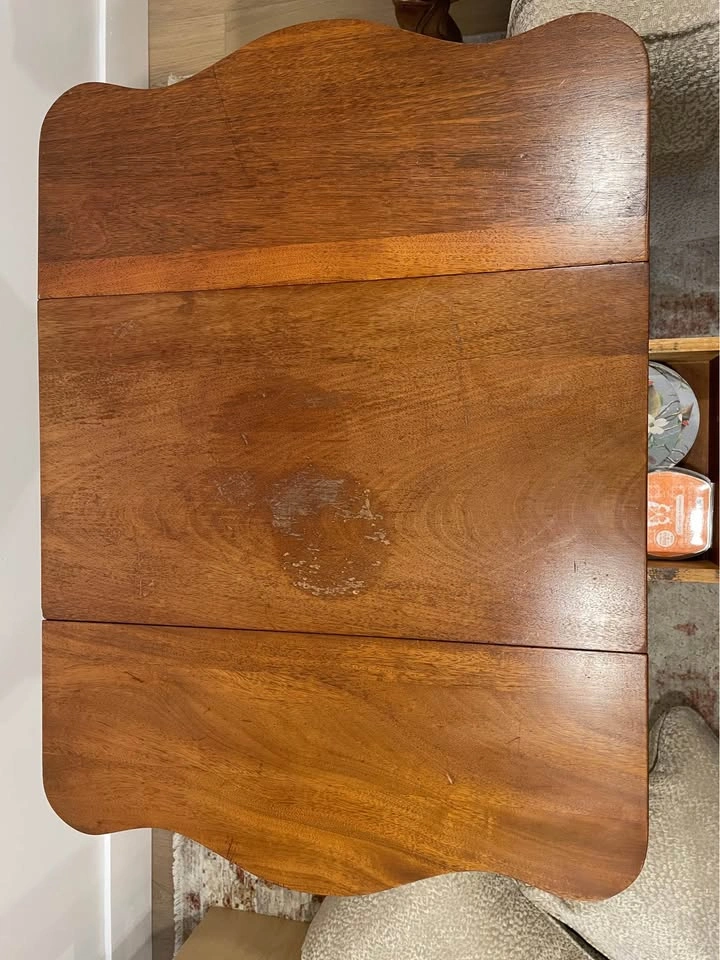Vintage Wood Drop-Leaf Pedestal Side Table with Drawer - photo 3