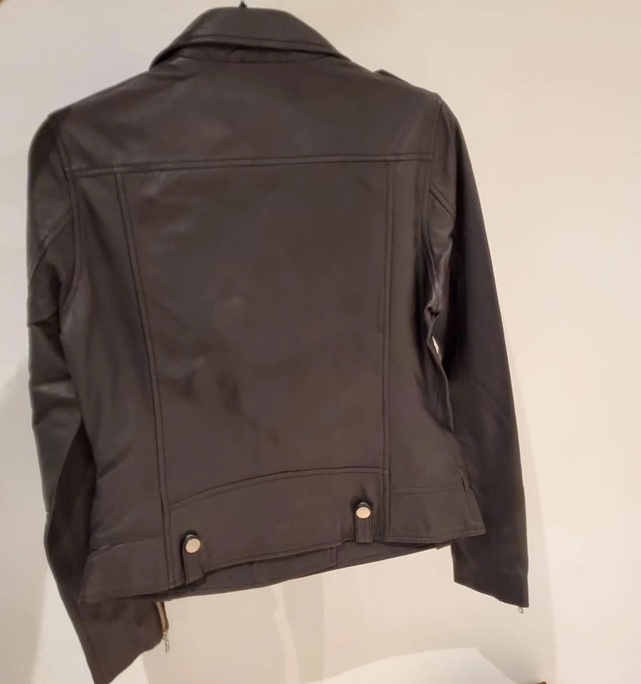 Women Original Sheep Leather Biker Jacket - Size Small - photo 2