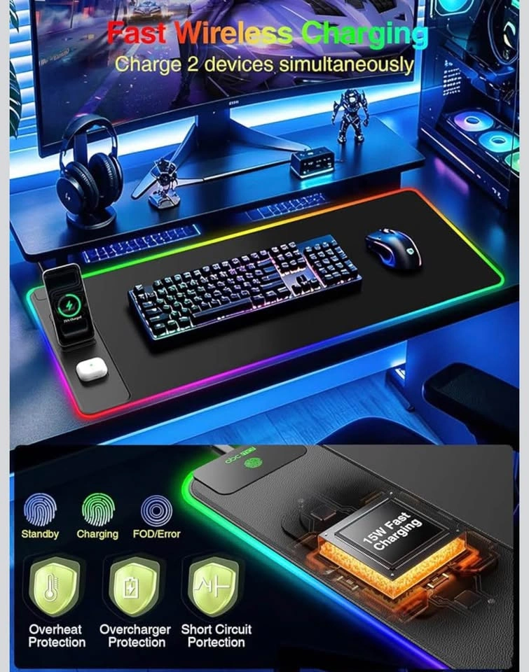 RGB Gaming Mouse Pad with Charging, No Adapter (31.5"x15.8") - photo 5