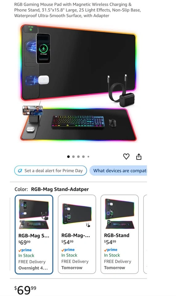 RGB Gaming Mouse Pad with Charging & Adapter (31.5"x15.8")