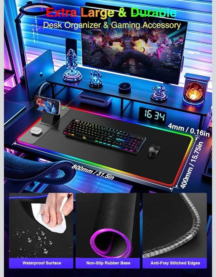 RGB Gaming Mouse Pad with Charging & Adapter (31.5"x15.8") - photo 2