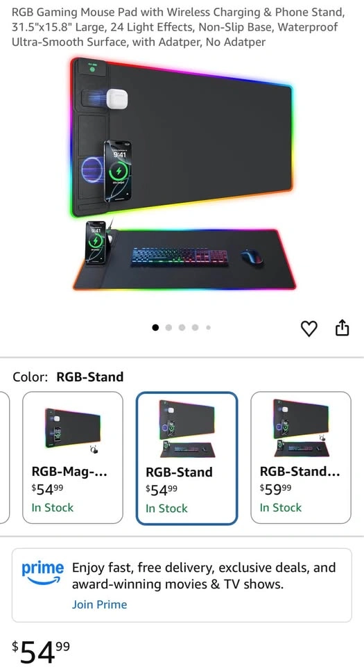 RGB Gaming Mouse Pad with Charging & No Adapter (31.5"x15.8")